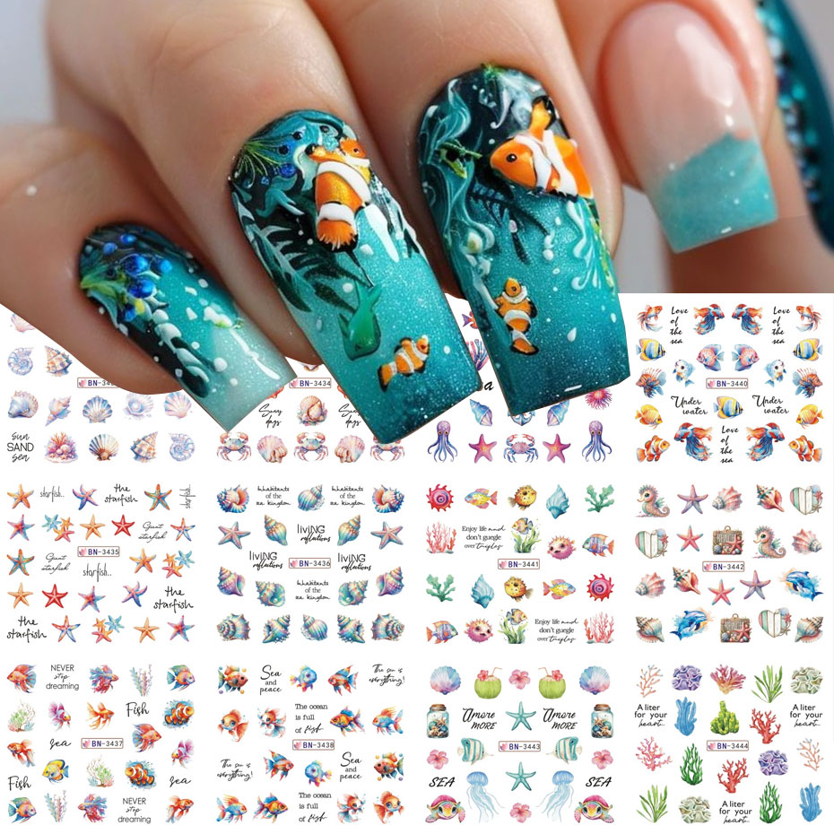 Nail Art France - 12 Tasarım Okyanus Yaratık Su Tırnak