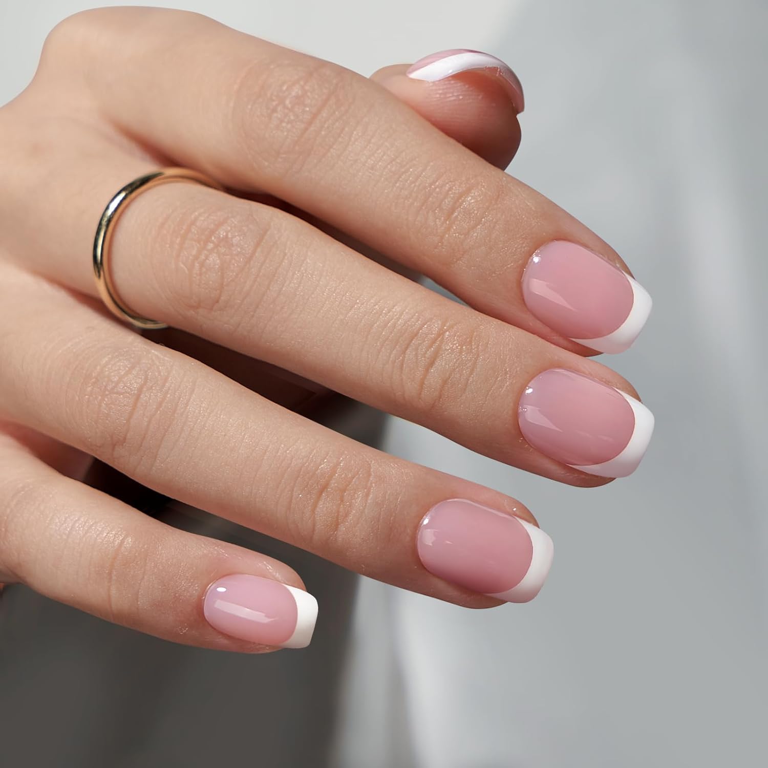Nail Art France - 24 adet kısa kare beyaz fransa