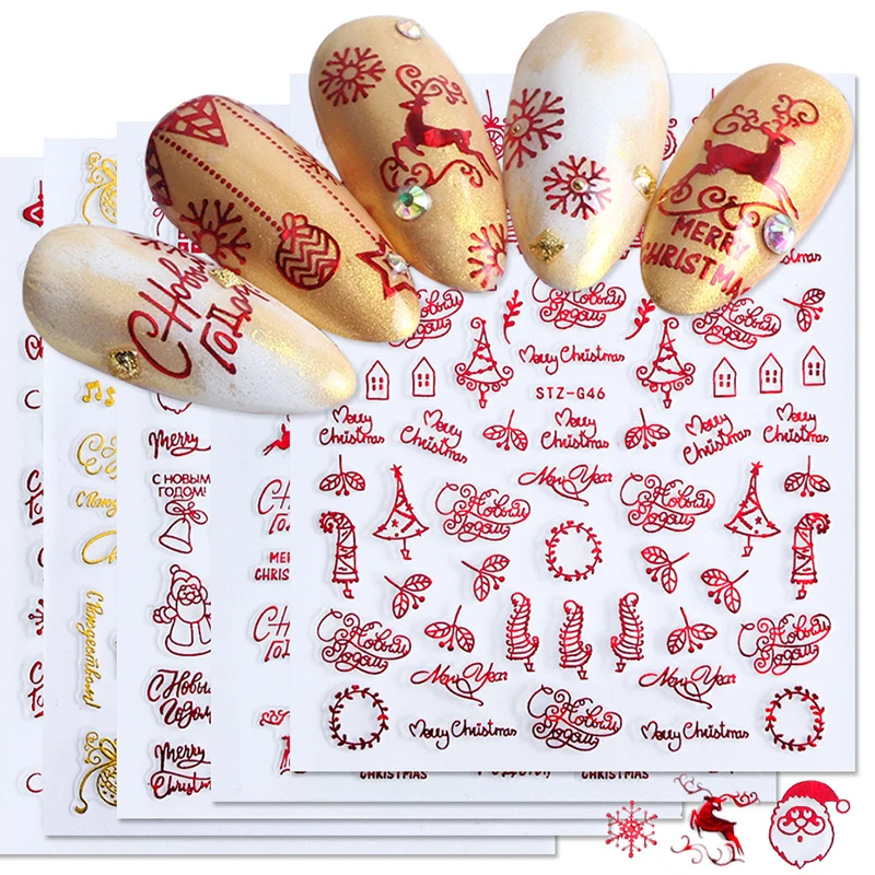 Nail Art Xmas Tree - Noel Çivi Aksesuarları Kırmızı Altın Kış