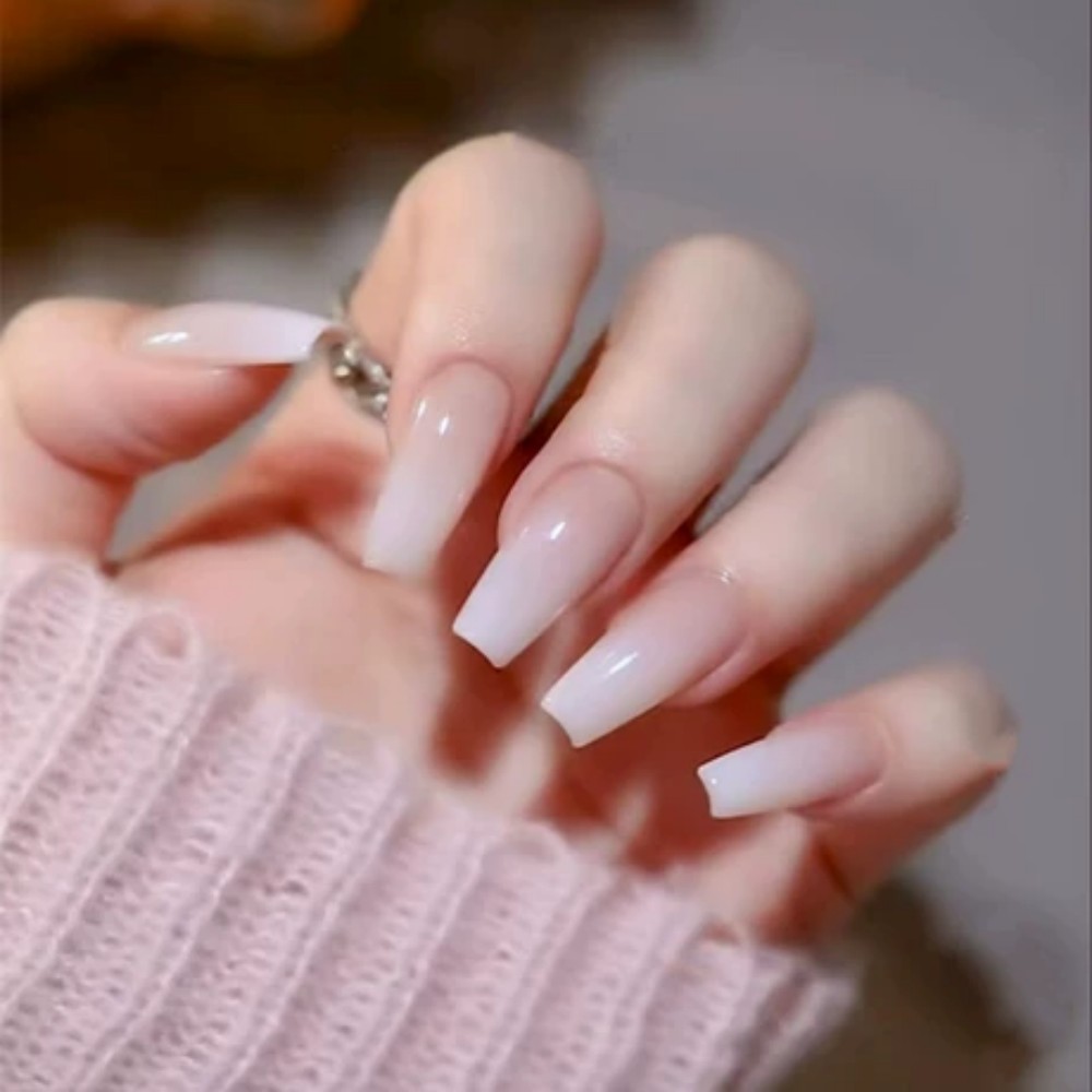 Nail Art Full Color - 24 adet/kutu Uzun Tabut Şeklinde Takma