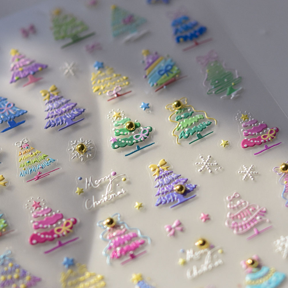 Nail Art Xmas Tree - Noel Nail Art Etiketler Çıkartmaları 5D