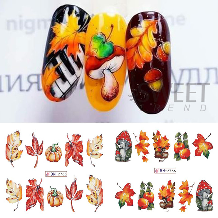 12 adet sonbahar tırnak çıkart - Nail Art France incelemesi ve fiyatı