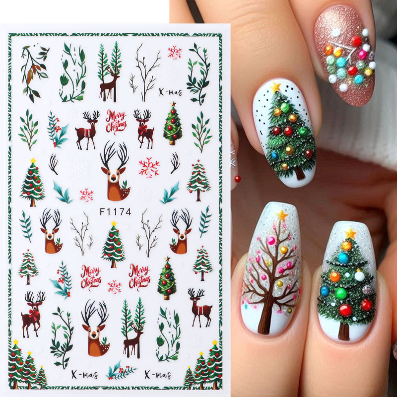 2 adet Şenlikli Noel Tırnak Çı - Nail Art Xmas Tree incelemesi ve fiyatı