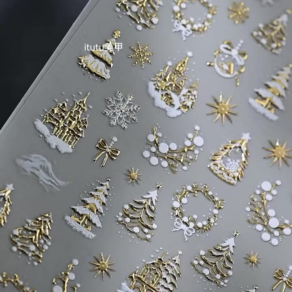 1 adet 5D Altın Karlı Noel Ağa - Nail Art Xmas Tree incelemesi ve fiyatı